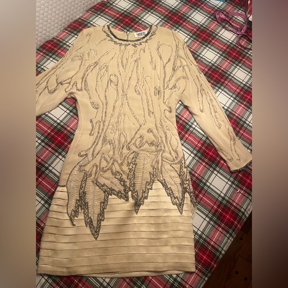 Dresses & Skirts - VINTAGE RARE "Fabrice" 80s/90s beaded cream cocktail dress